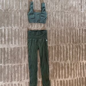 Free People Movement Green Ribbed Activewear Set